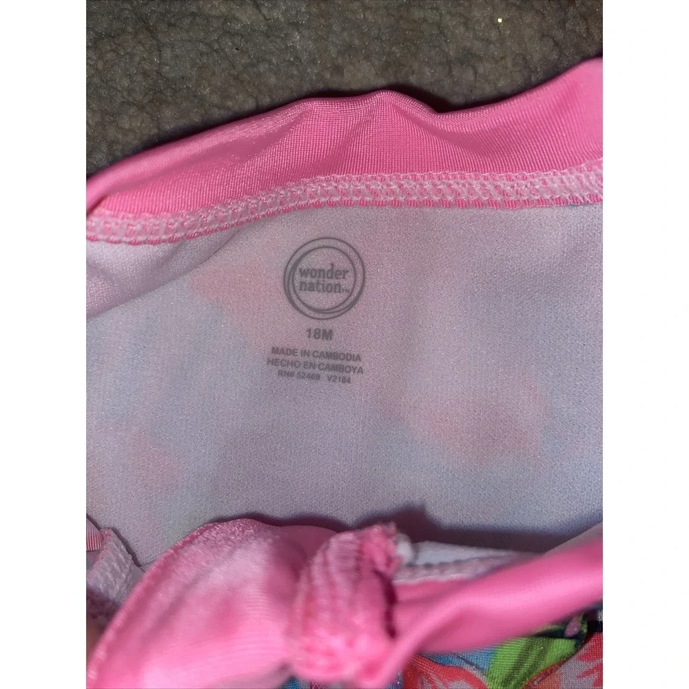 New Wonder Nation SwimSuit Girls Pink Long Sleeve Baby 18 month rash guard UPF50